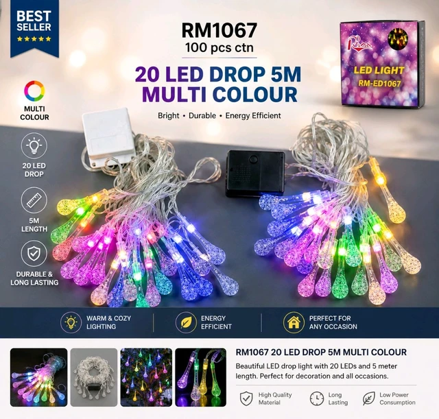 Led Light RM(1067) 20 LED Drop String Light (5Mtr) Decoration Light 