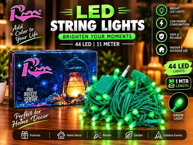 (3192) LED String Lights 44 LED |11 Meter | Green Light |Decorative Lights