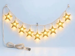 (Ed3331) 10 LED Star String Lights 2M Warm White with USB – Decorative Fairy Lights