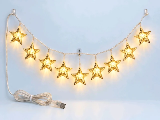 (Ed3331) 10 LED Star String Lights 2M Warm White with USB – Decorative Fairy Lights