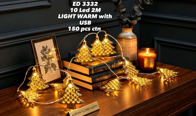 (Ed3332) 10 LED  Tree 🌲 Shape String Lights 2M Warm White with USB – Decorative Fairy Lights