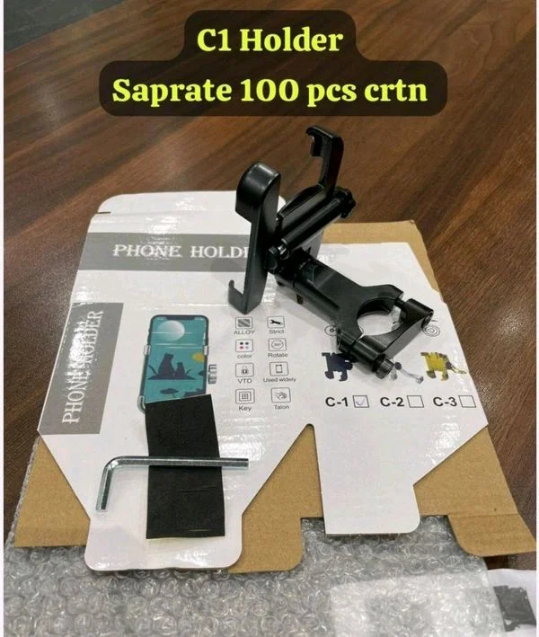 C-1 Metal Black Colour Bike Phone Holder (Stand)
