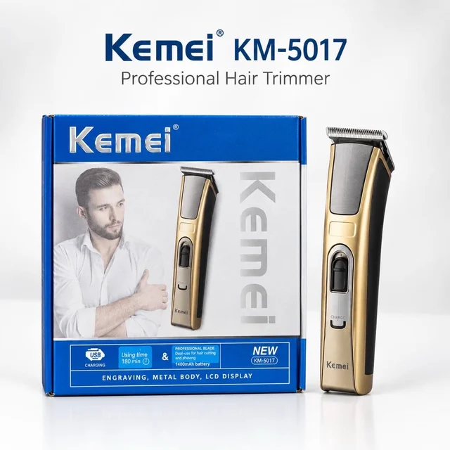 Kemei KM-5017 Heavy Premium Quality Metal Body Rechargeable Hair Trimmer
