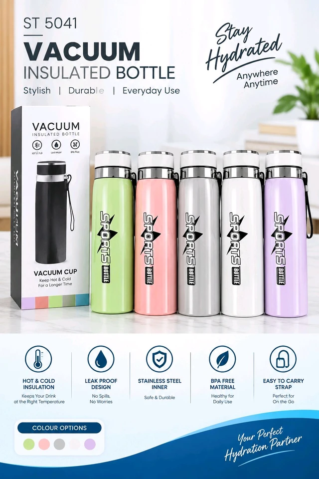 New Colourfull Stainless Steel Flask Bottle (1000Ml , Keep Up To 12Hrs Hot & Cold )