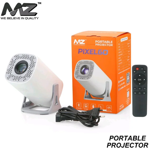 MZ New PIXELGO Portable Projector (Bluetooth , TF Card , USB Input , Aux Input , 180 Degree Rotatable)