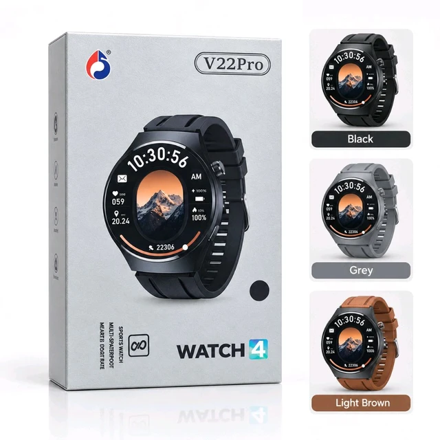 New V-22 Pro Round Smartwatch – Bluetooth Calling, Music, Sports & Fitness Features | 3 Colours