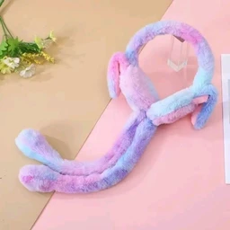 New 1st Quality Rainbow Plush Bunny Ear Earmuffs for Kids | Soft & Comfortable Winter Ear Warmer | Multicolor