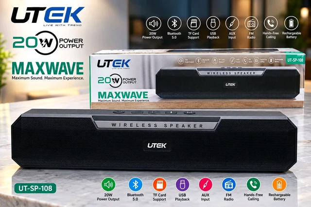 UTEK UT-SP-108 MAXWAVE 20W Wireless Bluetooth Home TV Sound Bar Speaker