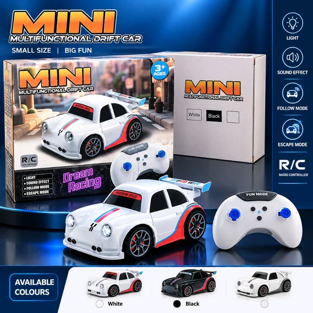 Mini Multi-Function RC Drift Car with Follow Mode, Escape Mode, Remote Control & LED Lights 