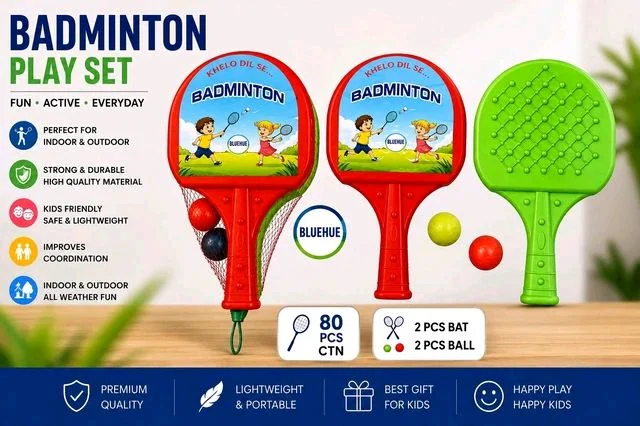 Kids Badminton Play Set – 2 Bats 🏓 with 2 Balls 🏀