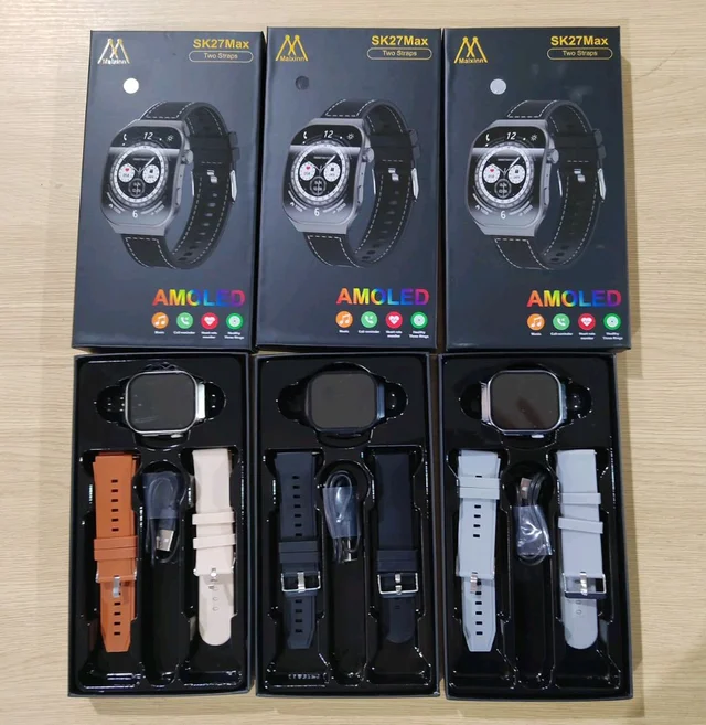 New SK-27 Max Double Strap Premium Quality (Amoled Display , Wireless Charger , 3 Different Colour) Smart Watch 