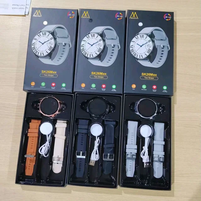 New SK-26 Max Double Strap Premium Quality (Amoled Display, Wireless Charger , 3 Different Colour) Smart Watch 