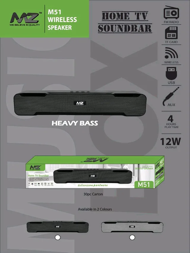 Mz M-51 Home Tv Sound Bar (Heavy Bass With Mobile Stand) Speaker 