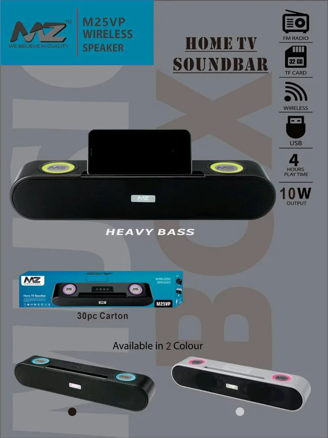 MZ New Sound Bar M-25 Vp Wireless Home TV Sound Bar Speaker 