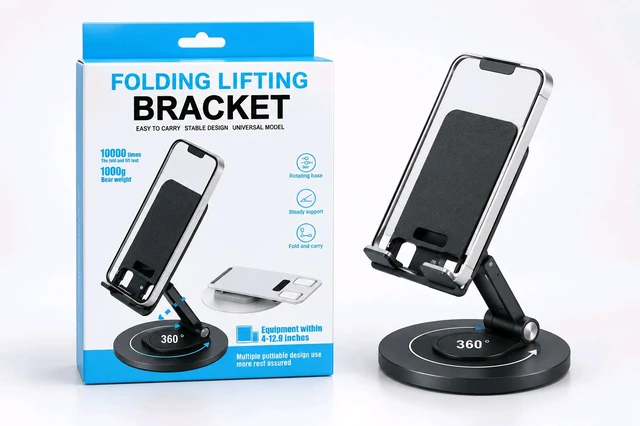 New Universal 360° Rotating Folding Mobile & Tablet Stand – Adjustable Aluminium Bracket