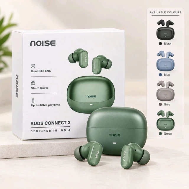 Noise Buds Connect 3 True Wireless Earbuds with Quad Mic ENC, 10mm Driver & Up to 40 Hours Standby Time 