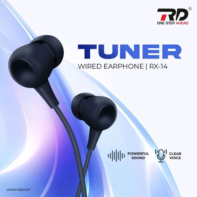 RD Pro RX-14 Tuner Wired Earphone with Powerful Sound & Clear Voice – Black