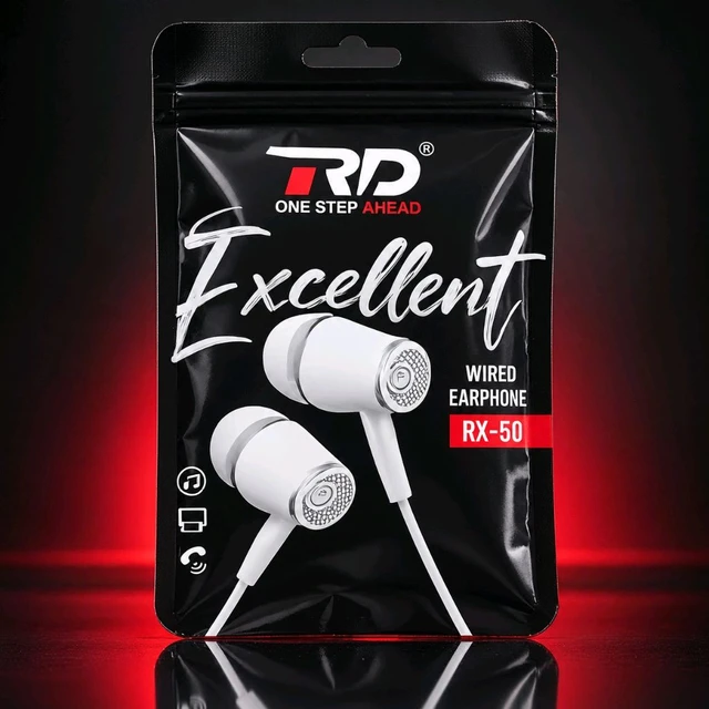 RD RX-50 Excellent Wired Earphones with White In-Ear Earbuds 