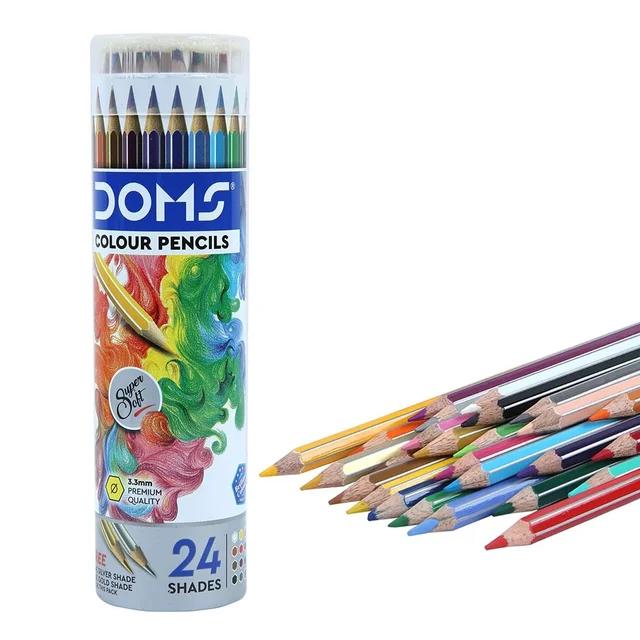 Doms Colour Pencils Round Tin Pack 24 Shades