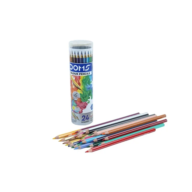 Doms Colour Pencils Round Tin Pack 24 Shades -