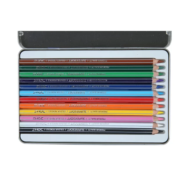 Doms Colour Pencils Flat Tin Pack 12 Shades -