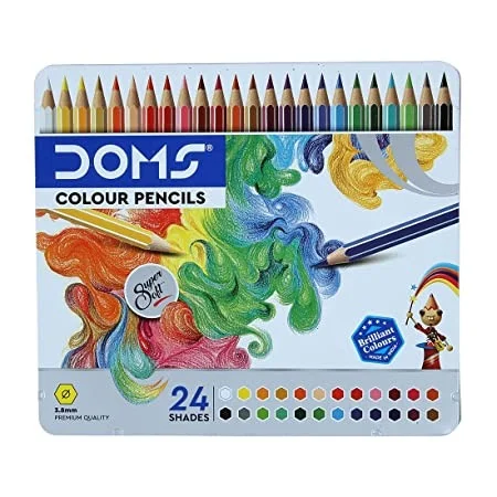 Doms Colour Pencils Flat Tin Pack 24 Shades