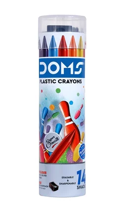 Doms Plastic Crayons 14 Shades Round Tin Pack -