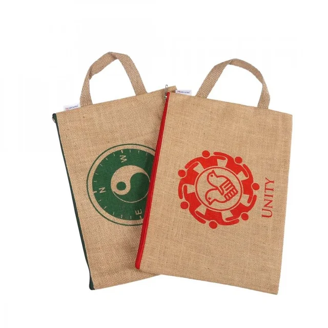 Securex Zipper Bag Jute with Handle A4 Pack of 4 ZB-315