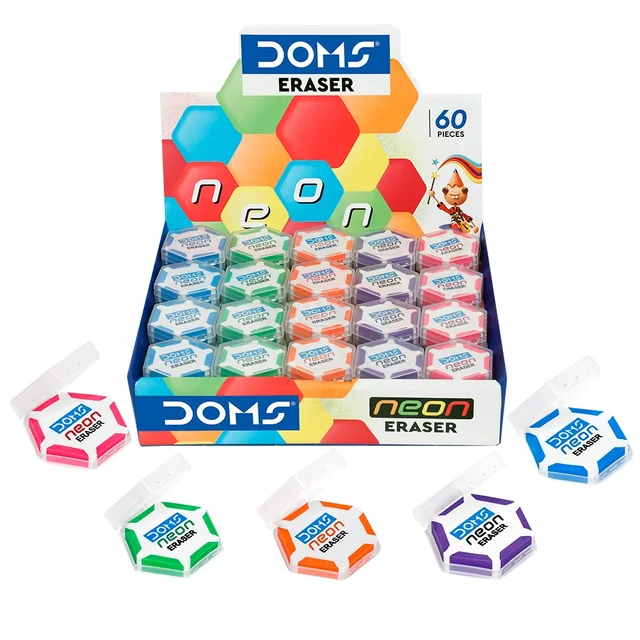 Doms Neon Hex Eraser - 5 Pieces