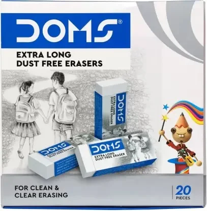 Doms Extra Long Dust Free Erasers Pack of 20 Pieces