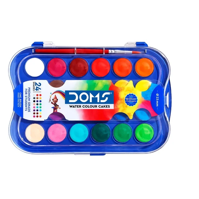 Doms Water Colour Cakes 24 Shades 23mm -