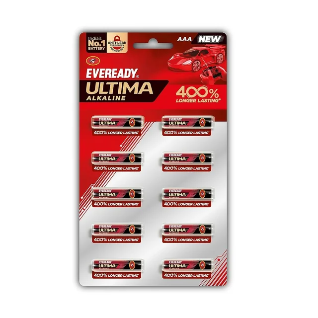 Eveready Ultima Alkaline AAA Battery & Cell 1.5V 400% Longer Lasting Pack of 10 Pieces -