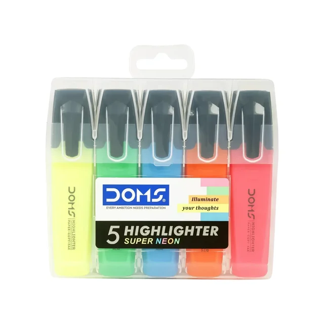 Doms Highlighter Super Neon Pack of 5 Pieces