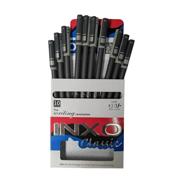 Doms Inxo Classic Ball Pen - 10 Pieces, Black