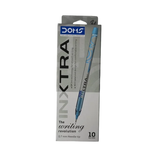 Doms Inxtra Ball Pen - 10 Pieces, Blue