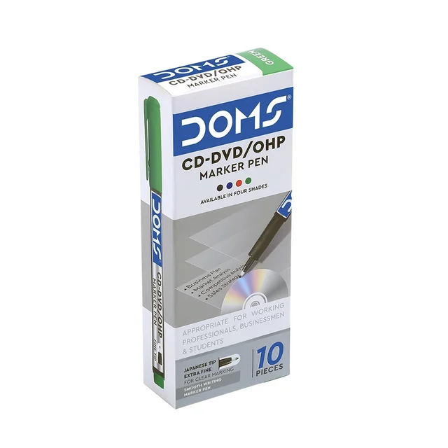 Doms CD-DVD/OHP Marker Pen - 10 Pieces, Green