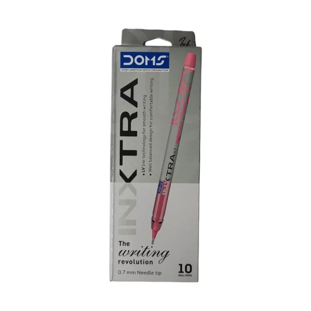 Doms Inxtra Ball Pen - 10 Pieces, Red