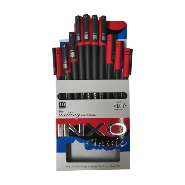 Doms Inxo Classic Ball Pen - 10 Pieces, Red