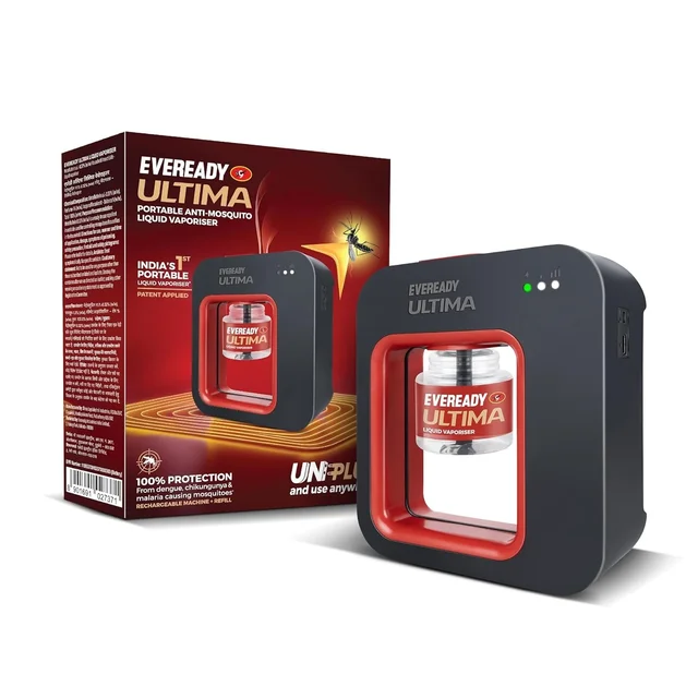 Eveready Ultima Portable Anti-Mosquito Liquid Repellent Machine + Refill upto 3 Hrs. Batter Backup Rechargeable Liquid Vaporiser,