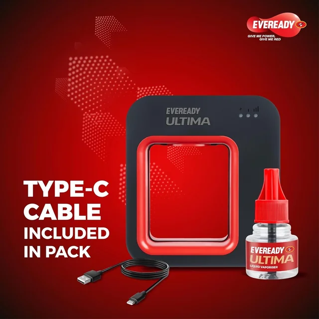 Eveready Ultima Portable Anti-Mosquito Liquid Repellent Machine + Refill upto 3 Hrs. Batter Backup Rechargeable Liquid Vaporiser,