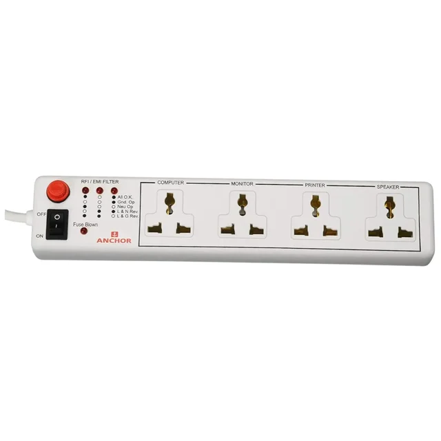ANCHOR Anchor Socket with Single Switch 4 Way Extension Board with 1.5 Meter Extension Cord 6A, 240V