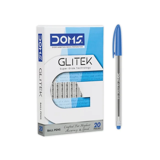 Doms Glitek Ball Pen Pack of 20 Pieces - Blue