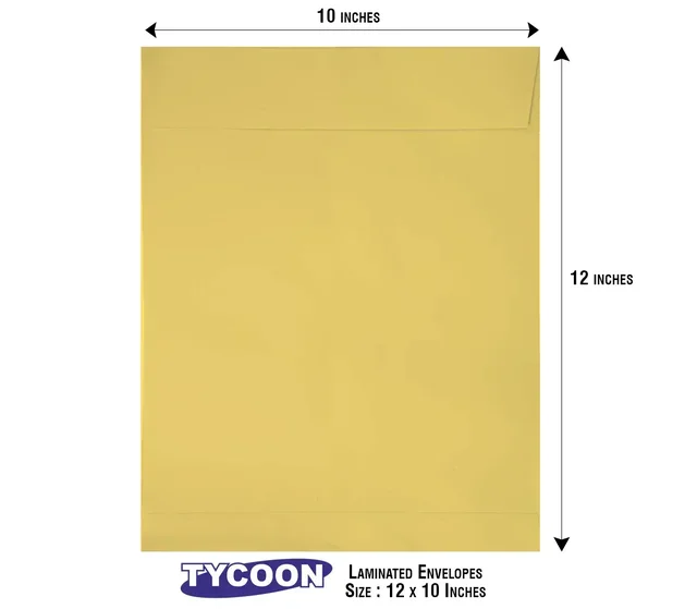 Tycoon Yellow Laminated Envelopes - 50 Pieces, 12 x 10 inch