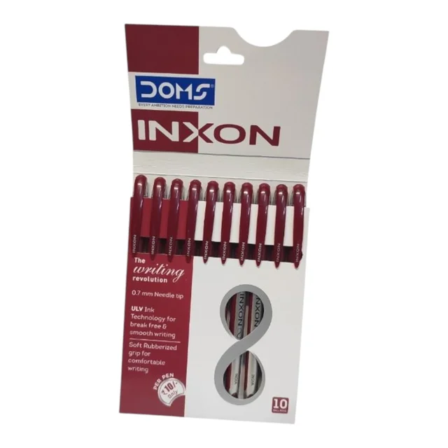 Doms Inxon Ball Pen - 10 Pieces, Red