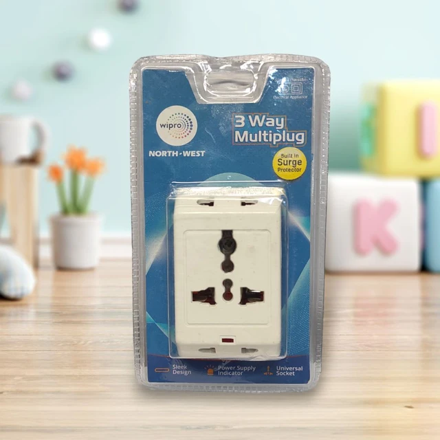 Wipro 3 Way Multiplug Adaptor with 1 Universal Sockets 6A, 240V, 50Hz