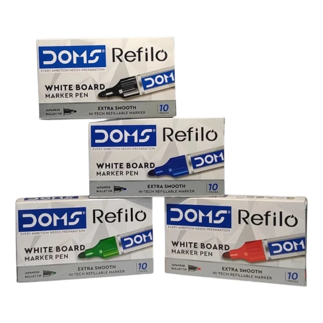 Doms White Board Marker Pen Black, Blue, Red, Green 40 Pieces Sets
