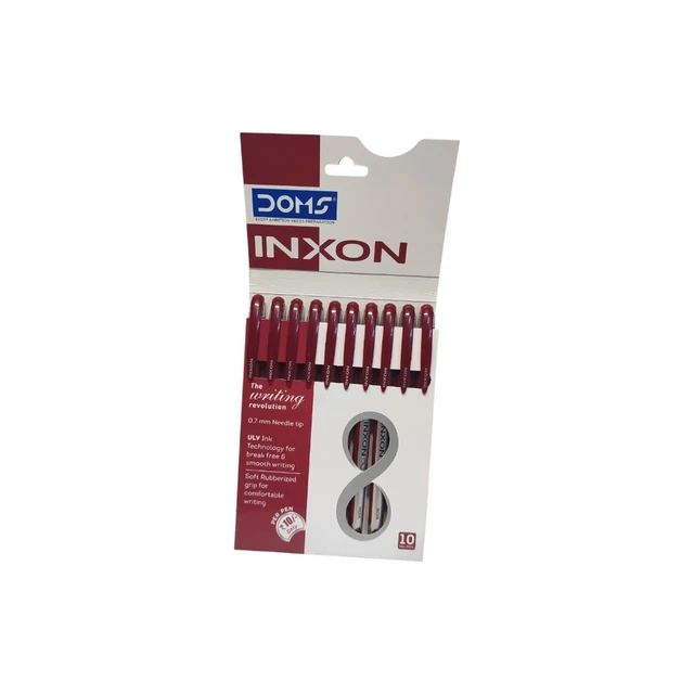 Doms Inxon Ball Pen - 10 Pieces, Red