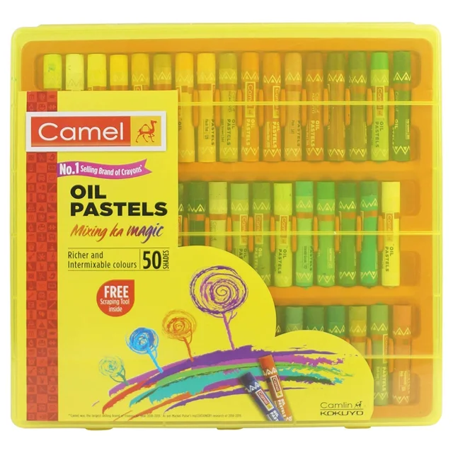 Camel Oil Pastels 50 Shade Plastic Box Pack