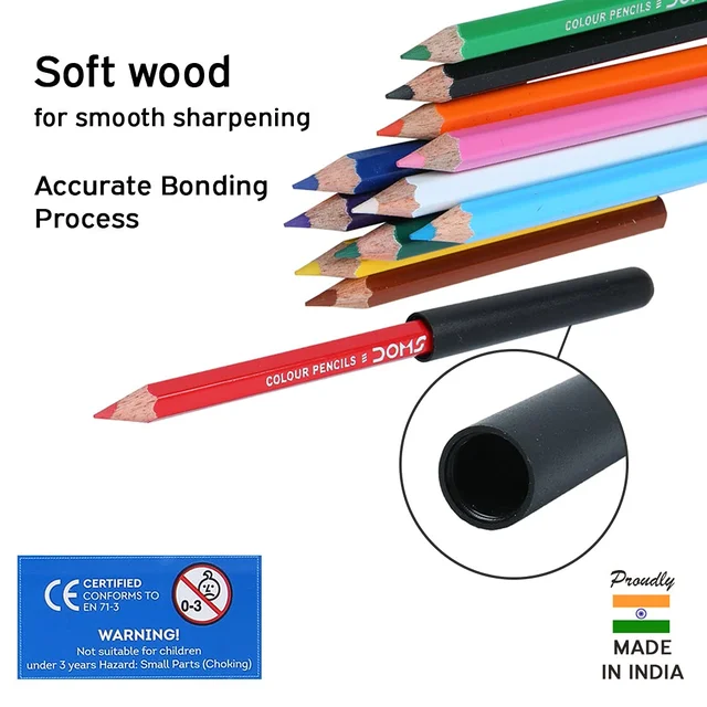 Doms Colour Pencils 12 Shades Half Size
