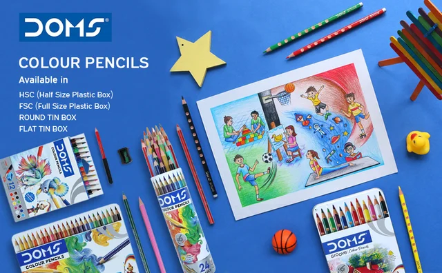 Doms Colour Pencils 12 Shades Half Size